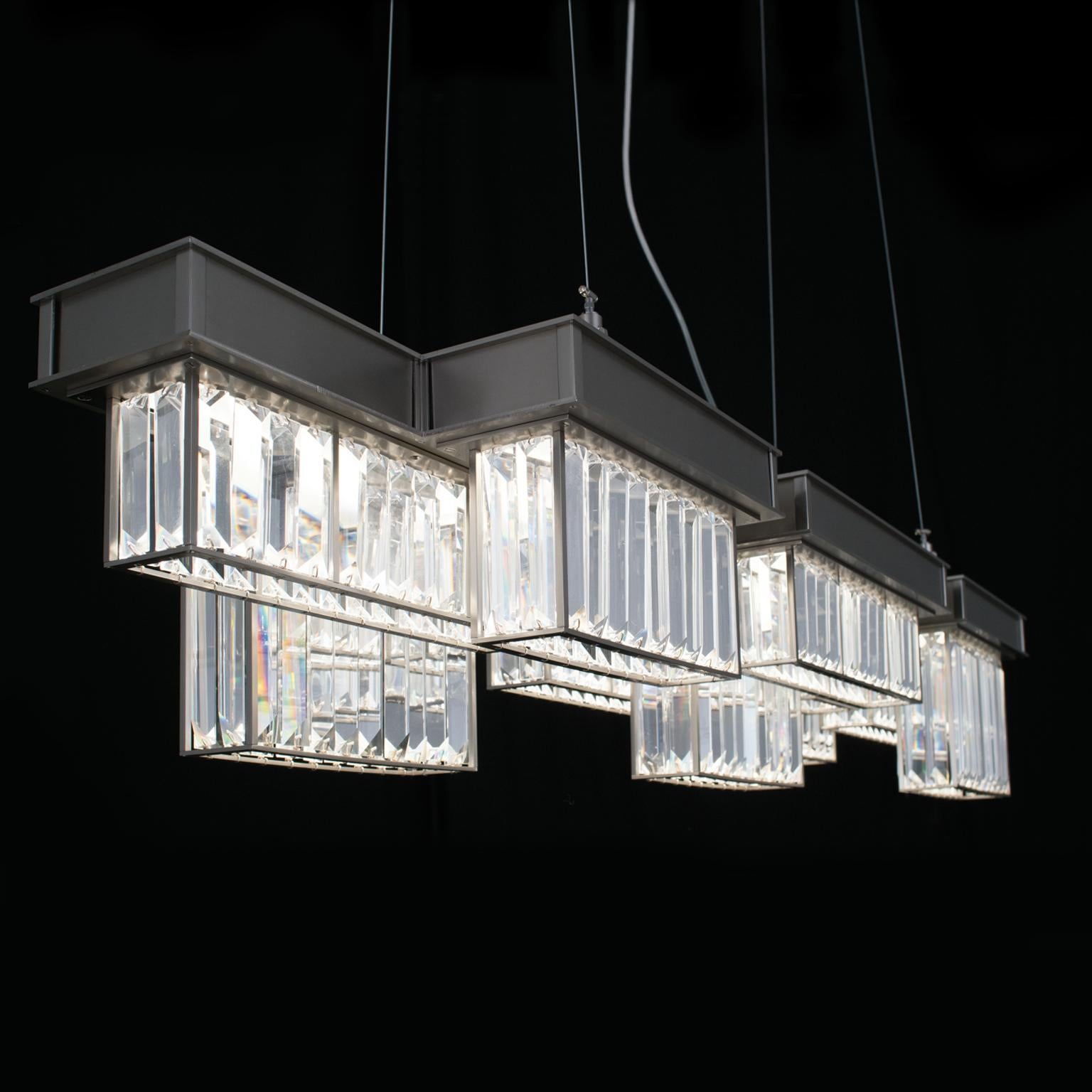 21st Century Gisele Satin Nickel and Crystal Chandelier by Roberto Lazzeroni In New Condition For Sale In Sesto Fiorentino, IT