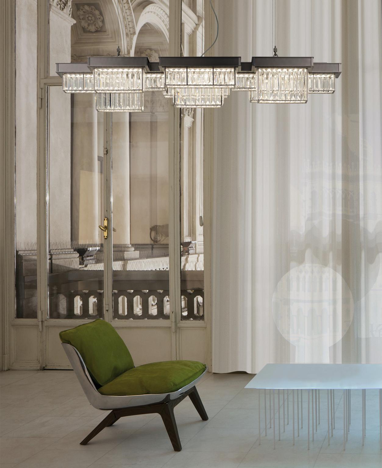 21st Century Gisele Satin Nickel and Crystal Chandelier by Roberto Lazzeroni For Sale 1