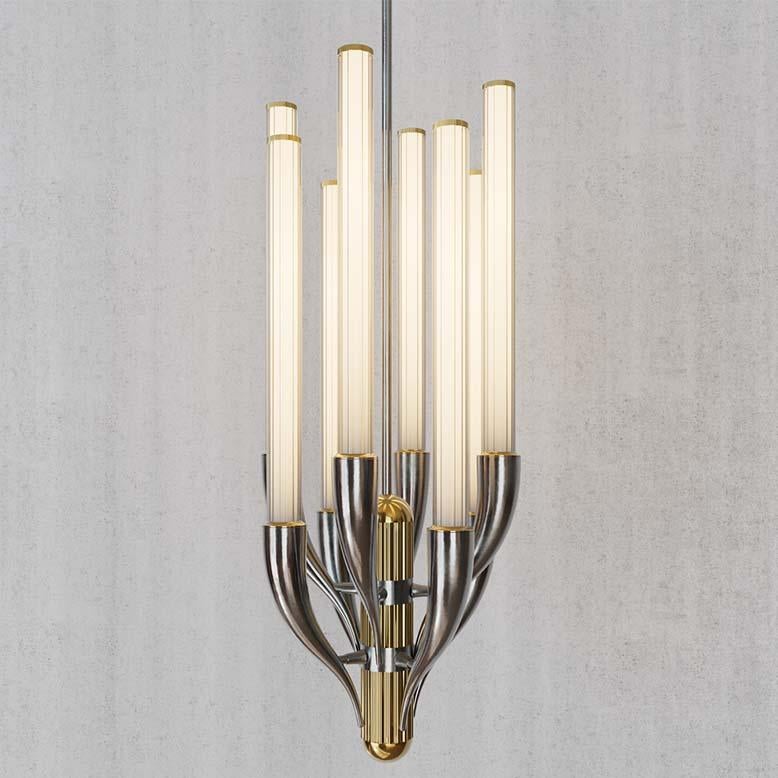 Italian 21st-Century, glass and brass 5-light applique  with Horn For Sale