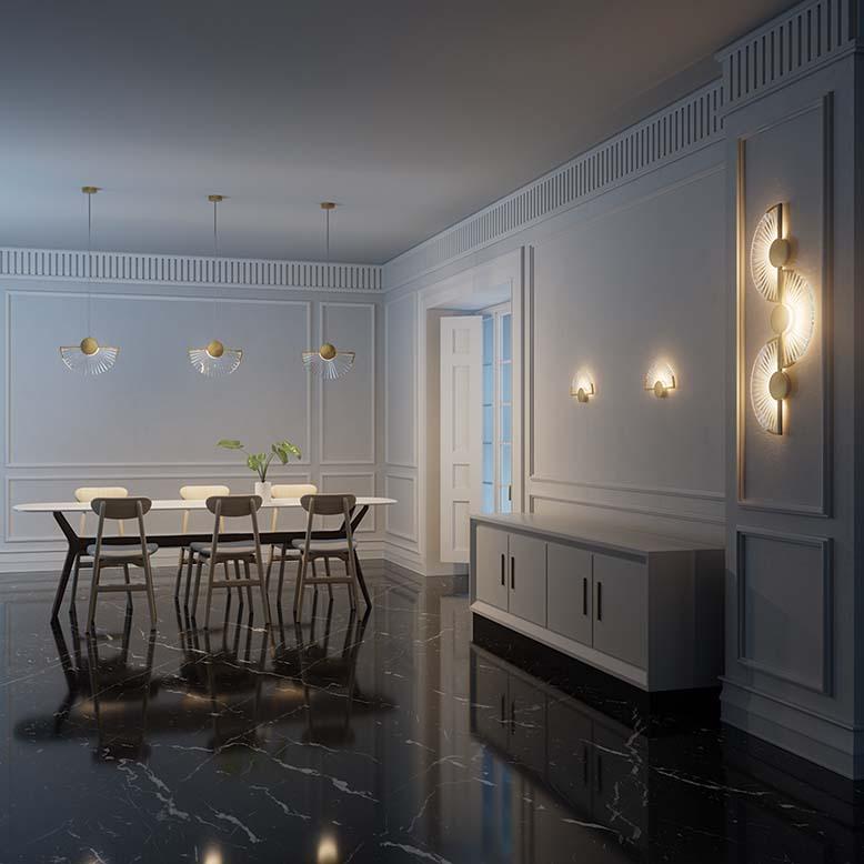 Hand-Carved 21st-Century, glass and golden brass suspension For Sale
