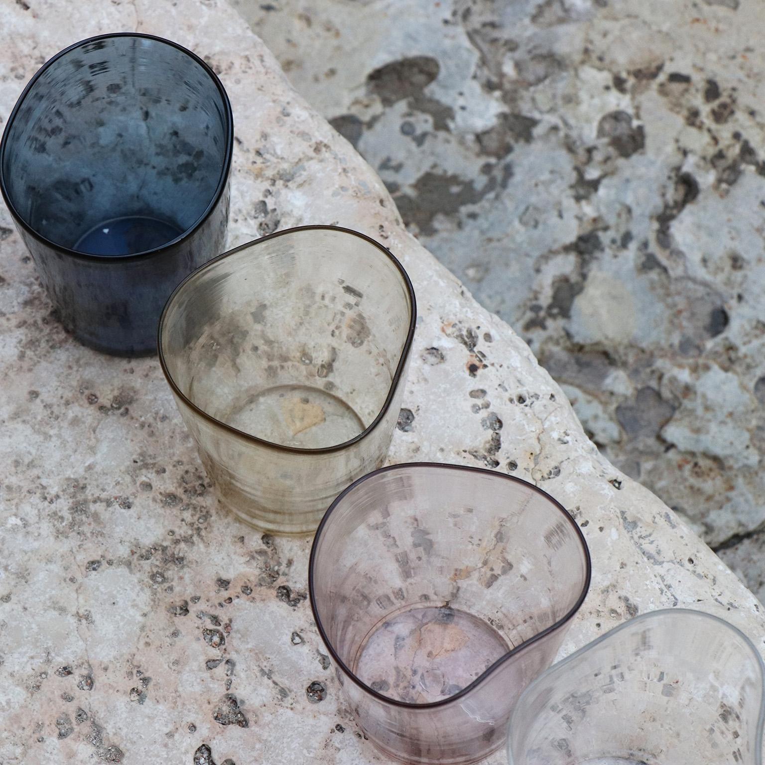 Modern 21st Century Glassware by Micheluzzi Glass, Six Mosso Glasses Handmade in Murano For Sale