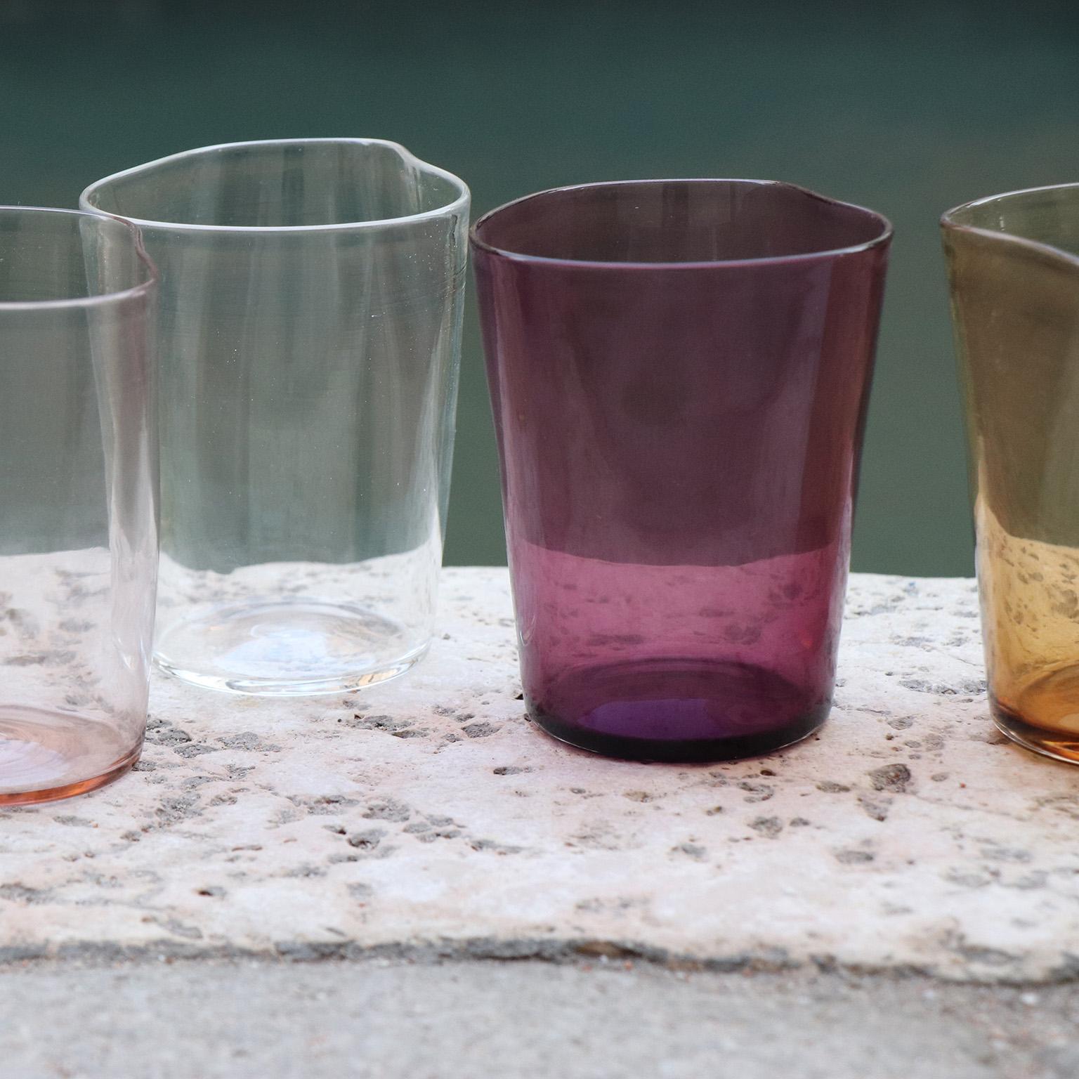 Italian 21st Century Glassware by Micheluzzi Glass, Six Mosso Glasses Handmade in Murano For Sale