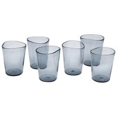 21st Century Glassware by Micheluzzi Glass, Six Mosso Glasses Handmade in Murano