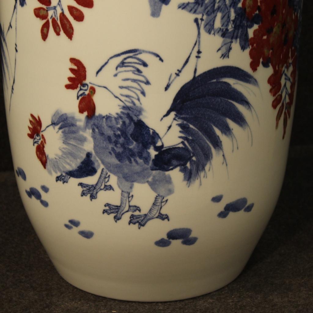 21st Century Glazed and Hand Painted Ceramic Chinese Vase, 2000 In Good Condition For Sale In Vicoforte, Piedmont