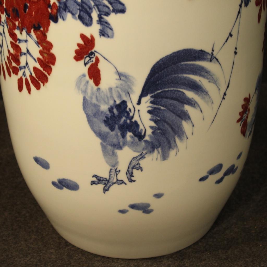 21st Century Glazed and Hand Painted Ceramic Chinese Vase, 2000 For Sale 4