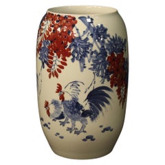 21st Century Glazed and Hand Painted Ceramic Chinese Vase, 2000