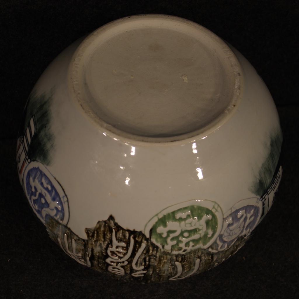 21st Century Glazed and Painted Ceramic Chinese Round Vase, 2000 For Sale 3