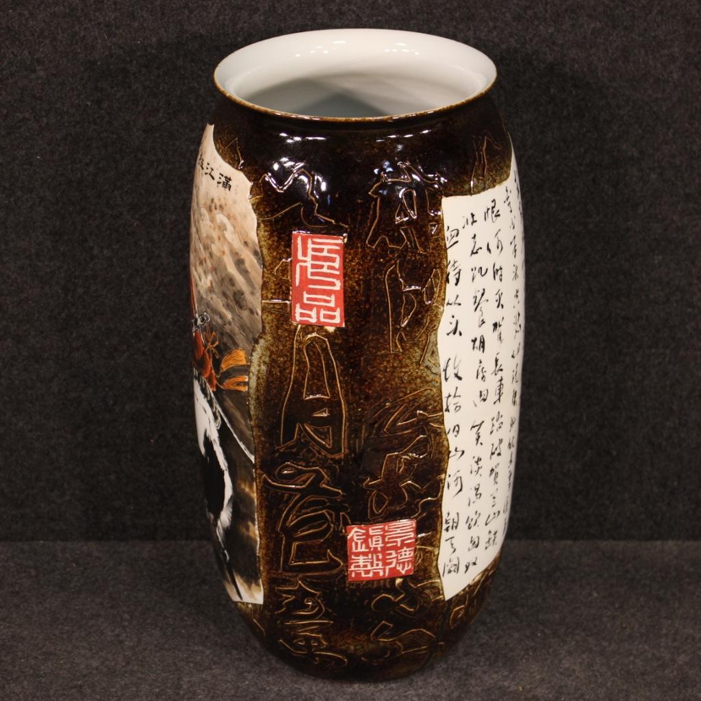 21st Century Glazed and Painted Ceramic Chinese Vase, 2000 For Sale 4