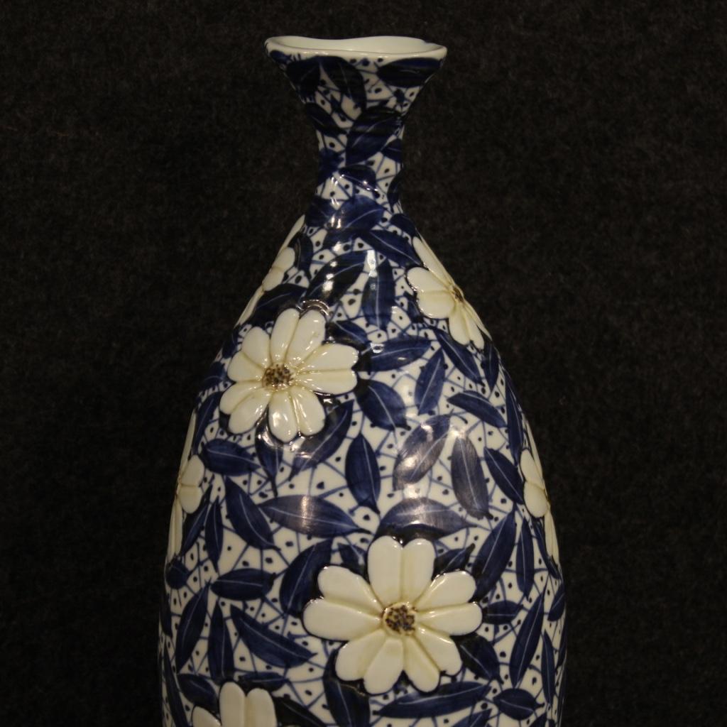 21st Century Glazed and Painted Ceramic Oriental Chinese Vase, 2000 In Good Condition In Vicoforte, Piedmont
