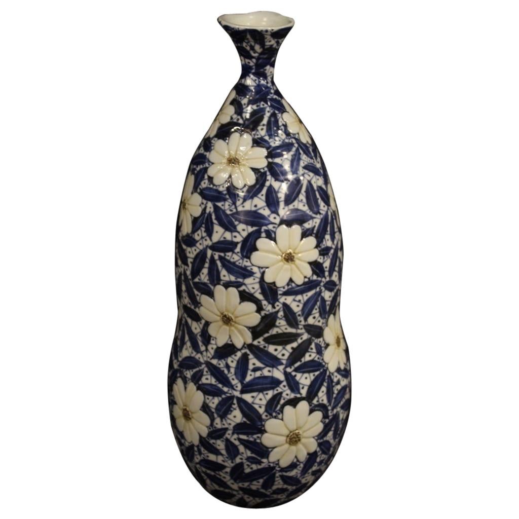 21st Century Glazed and Painted Ceramic Oriental Chinese Vase, 2000