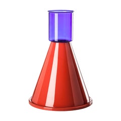 21st Century Goburam Glass Vase in Coral/Nocturnal by Ettore Sottsass