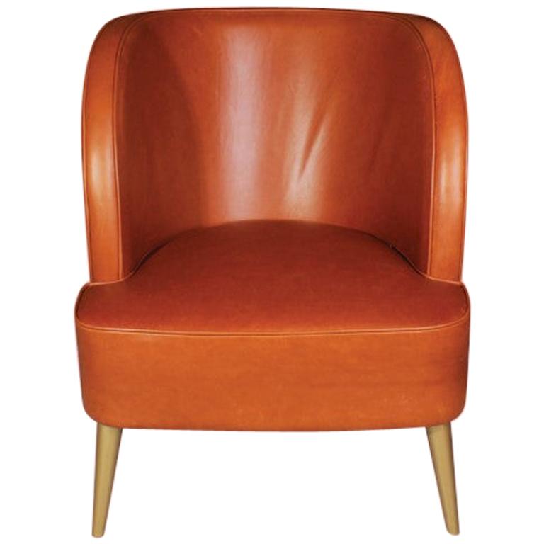 Fauteuil Godard du 21e siècle en cuir et bois de pin