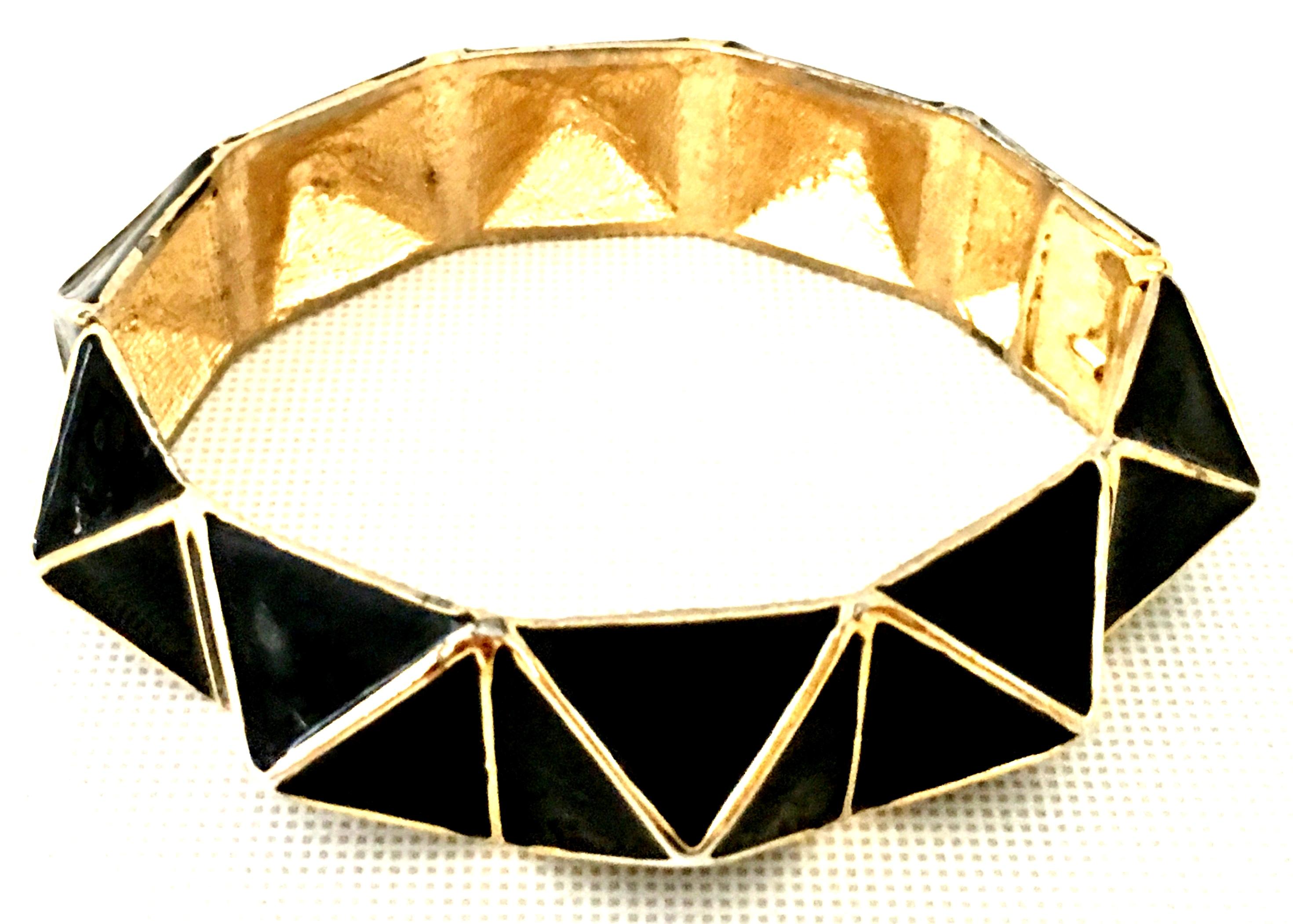 Modern 21st Century Gold & Enamel Clamper Bangle Bracelet By, Kenneth Lane
