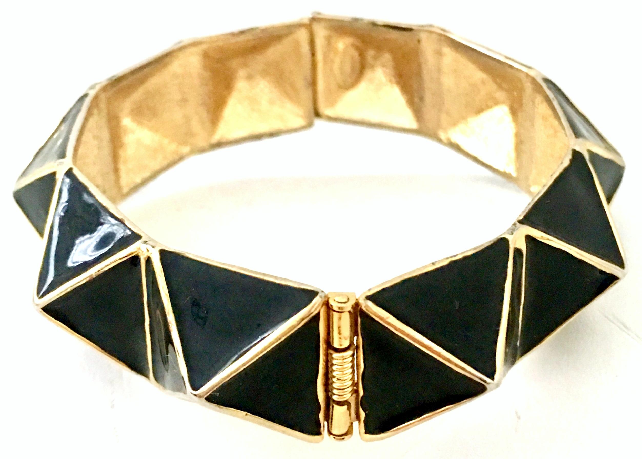 Women's or Men's 21st Century Gold & Enamel Clamper Bangle Bracelet By, Kenneth Lane
