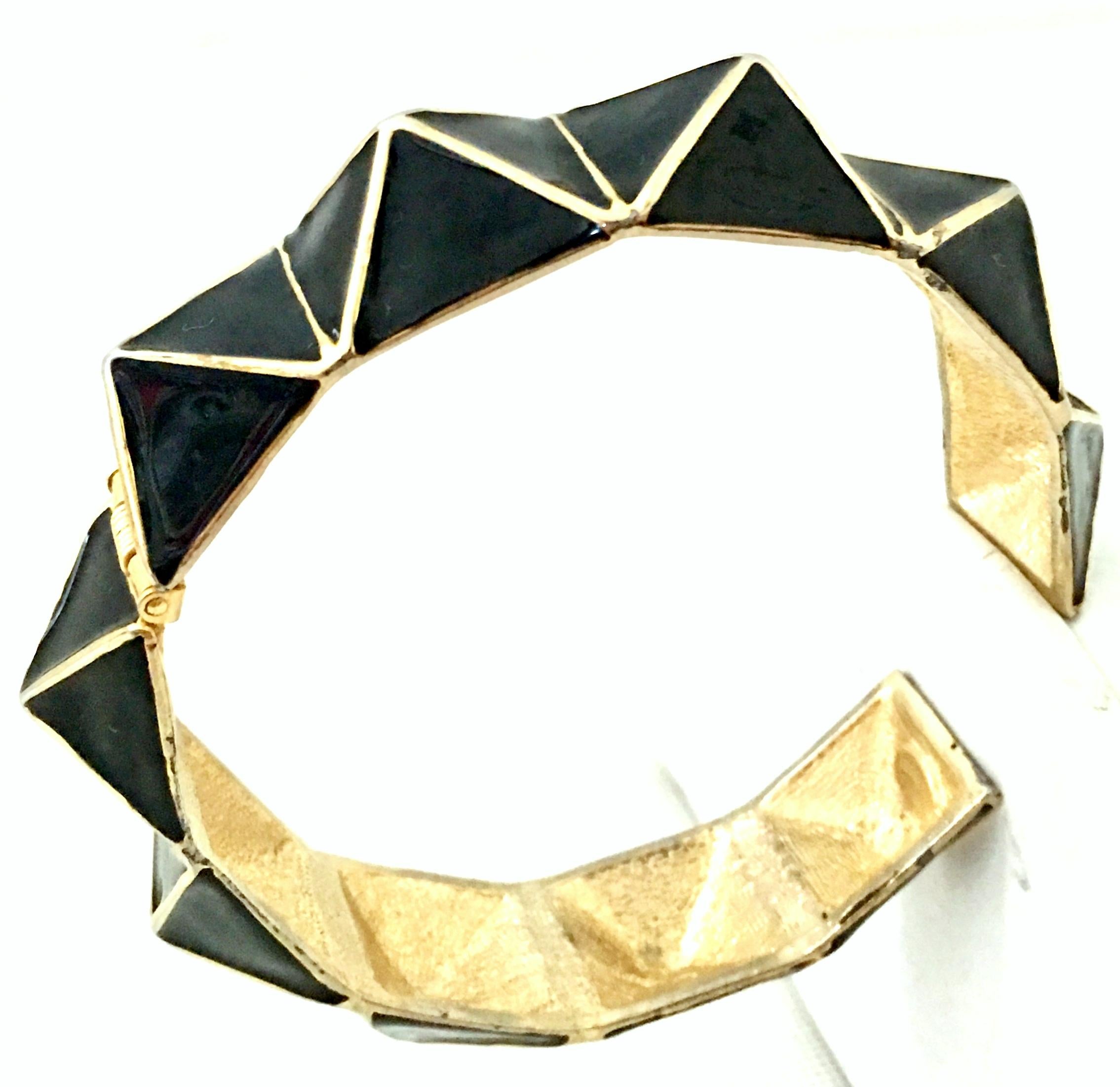 21st Century Gold & Enamel Clamper Bangle Bracelet By, Kenneth Lane 1