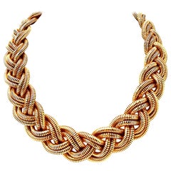 21st Century Gold Plate Mesh Rope Choker Style Necklace By, Giles 
Bro