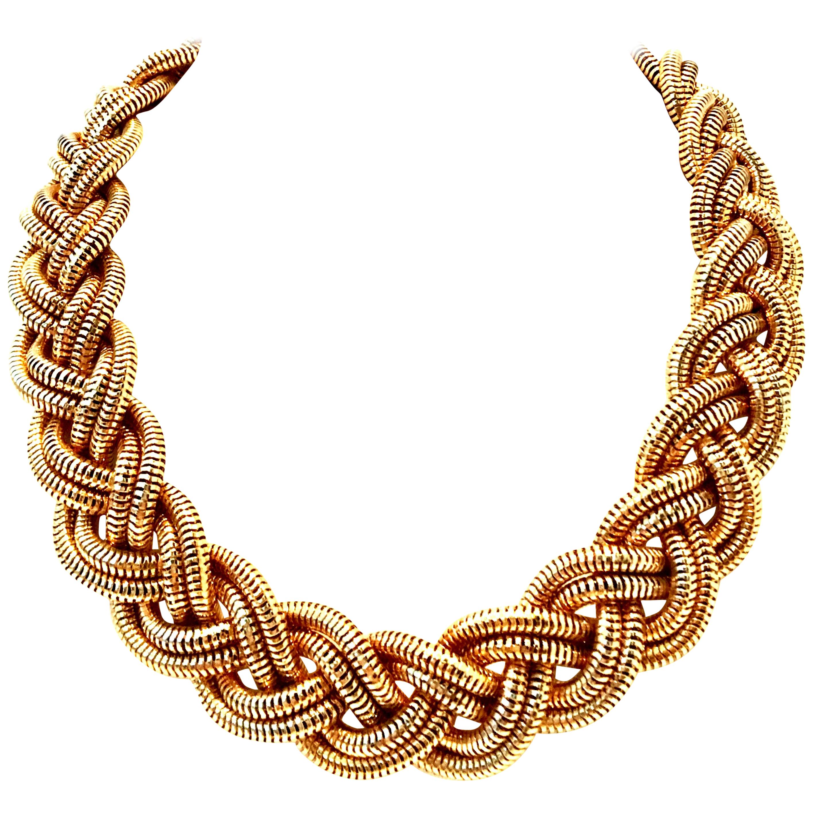 21st Century Gold Plate Mesh Rope Choker Style Necklace By, Giles & Bro For Sale