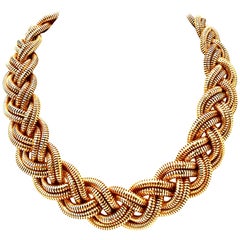 21st Century Gold Plate Mesh Rope Choker Style Necklace By, Giles & Bro