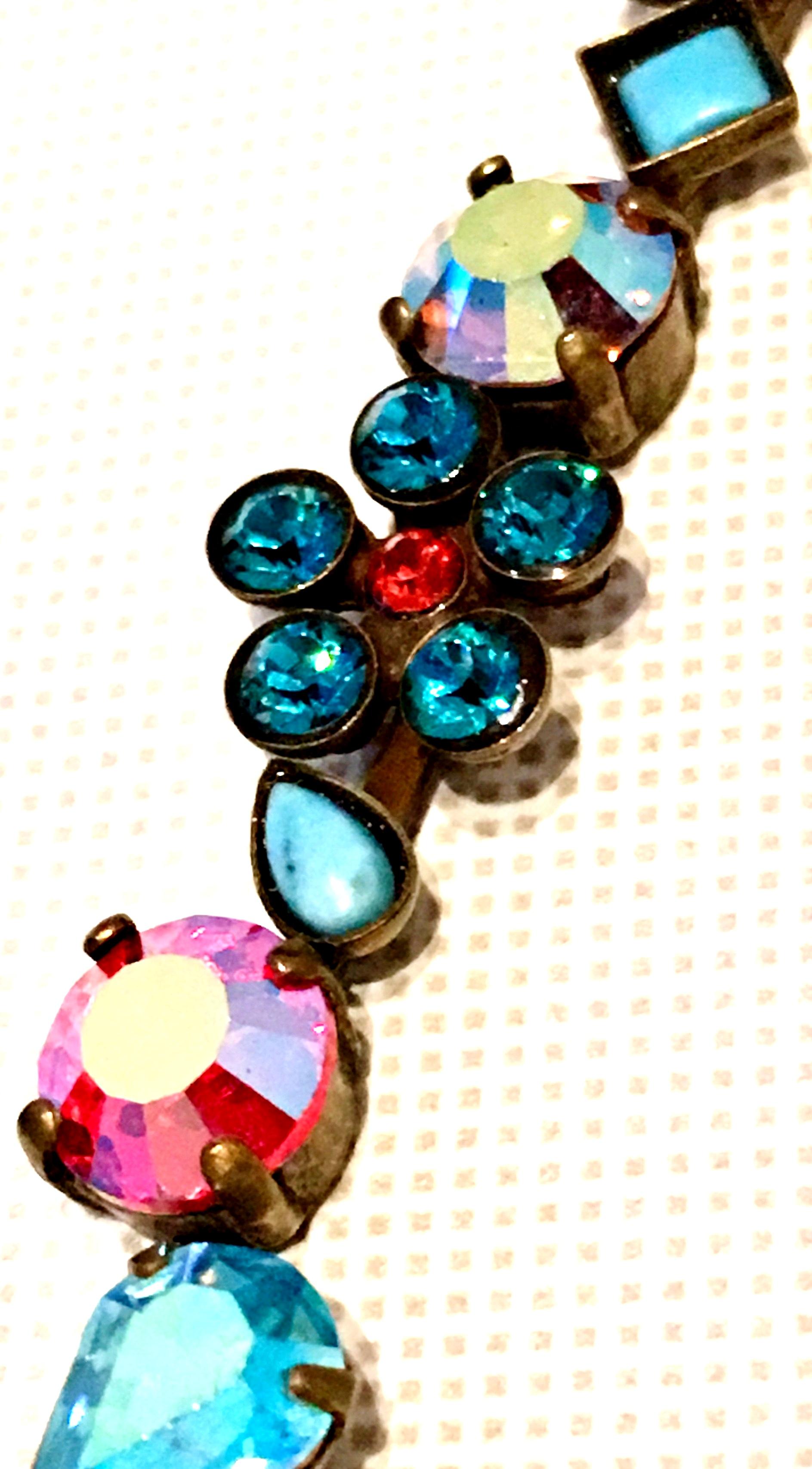 Women's or Men's 21st Century Gold Swarovski Crystal & Enamel Choker Necklace By, Sorrelli