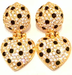 21. Jahrhundert Gold Swarovski-Kristall-Herz-Ohrringe von Joan Rivers