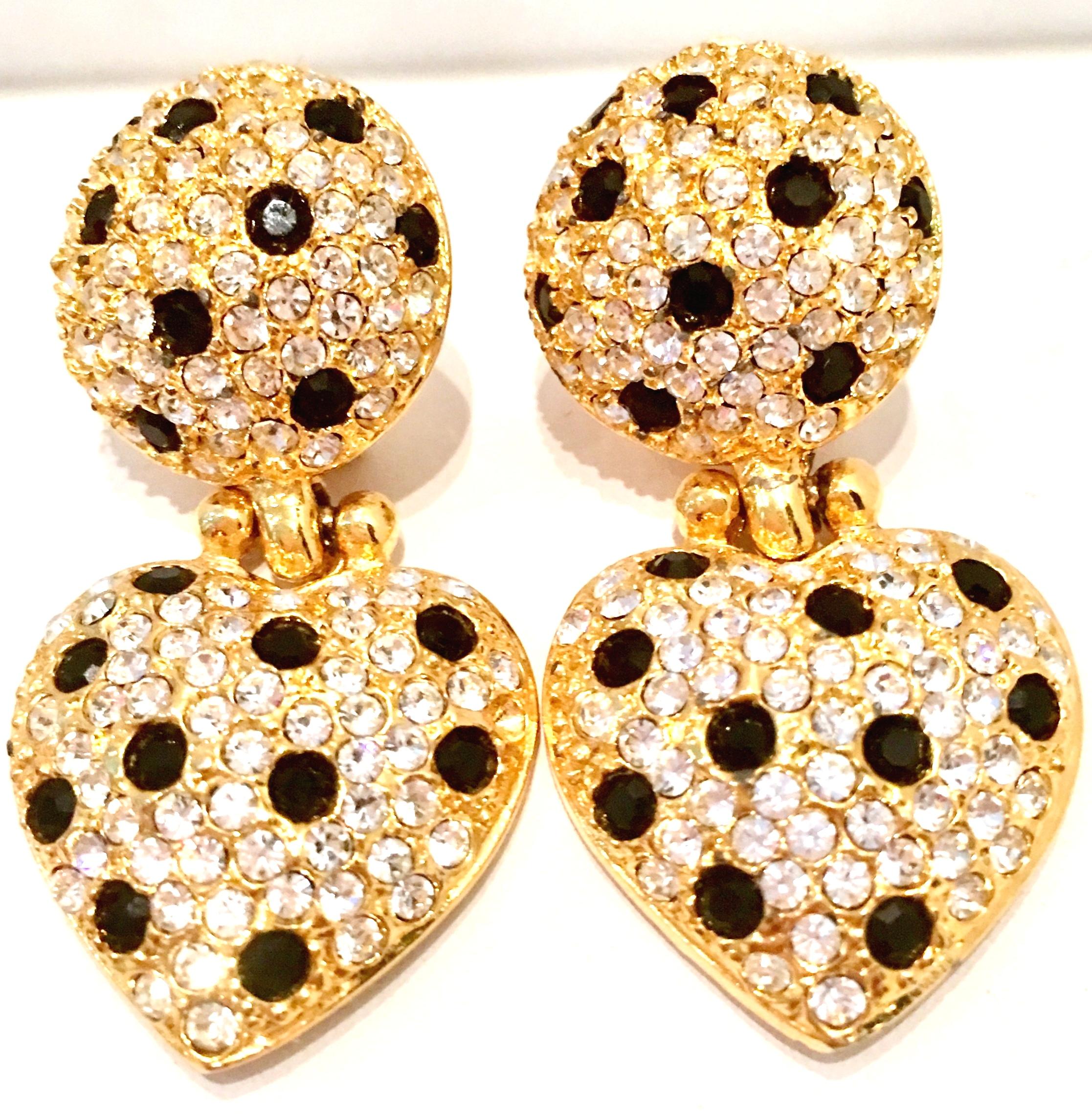 21st Century Gold Swarovski Crystal Heart Earrings By, Joan Rivers In Good Condition For Sale In West Palm Beach, FL