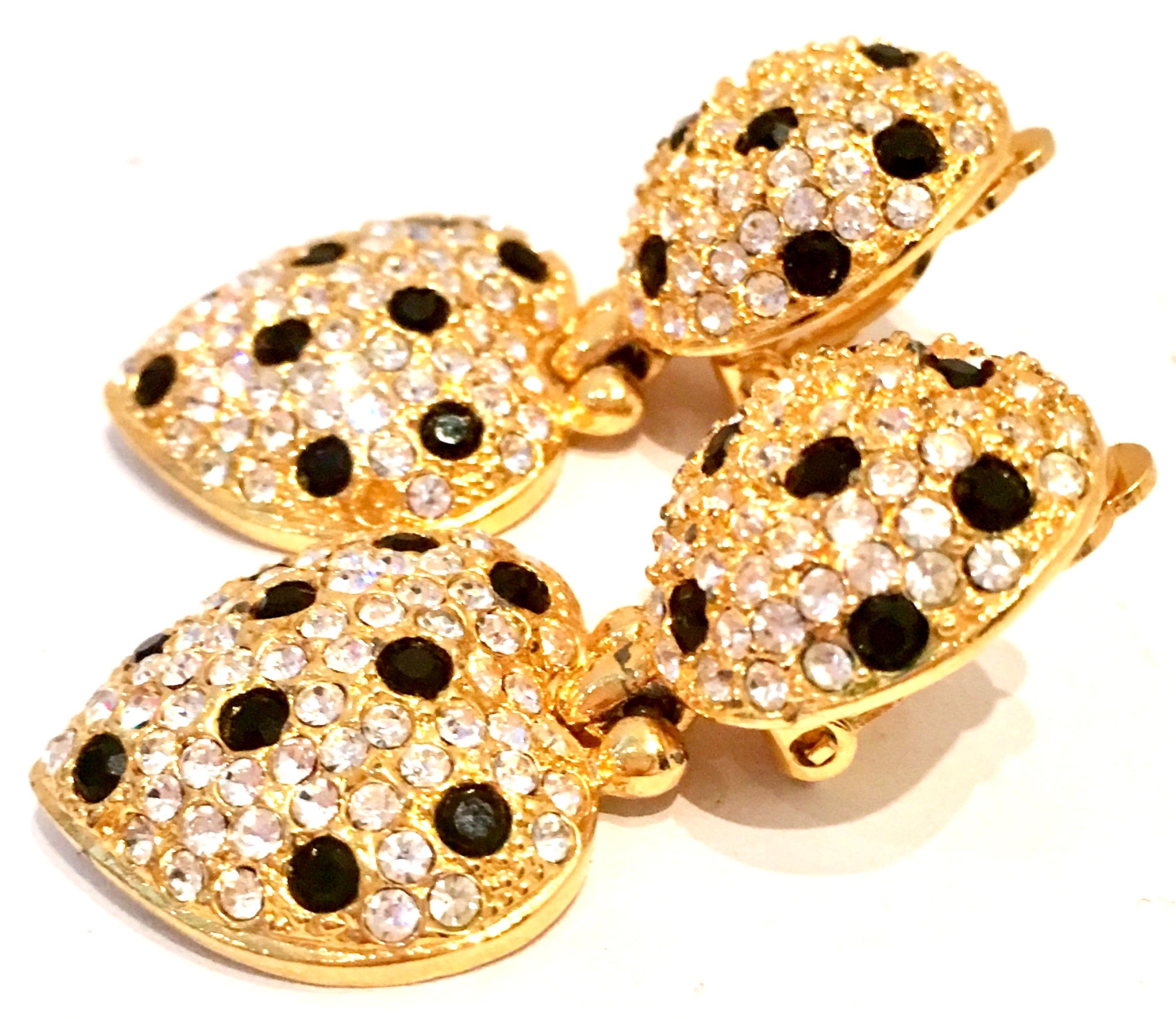 Women's or Men's 21st Century Gold Swarovski Crystal Heart Earrings By, Joan Rivers For Sale