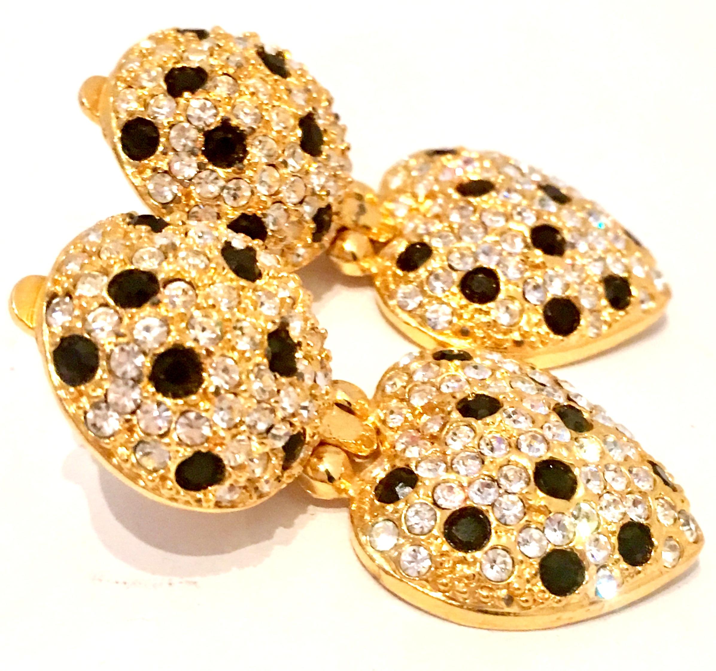 21st Century Gold Swarovski Crystal Heart Earrings By, Joan Rivers For Sale 1