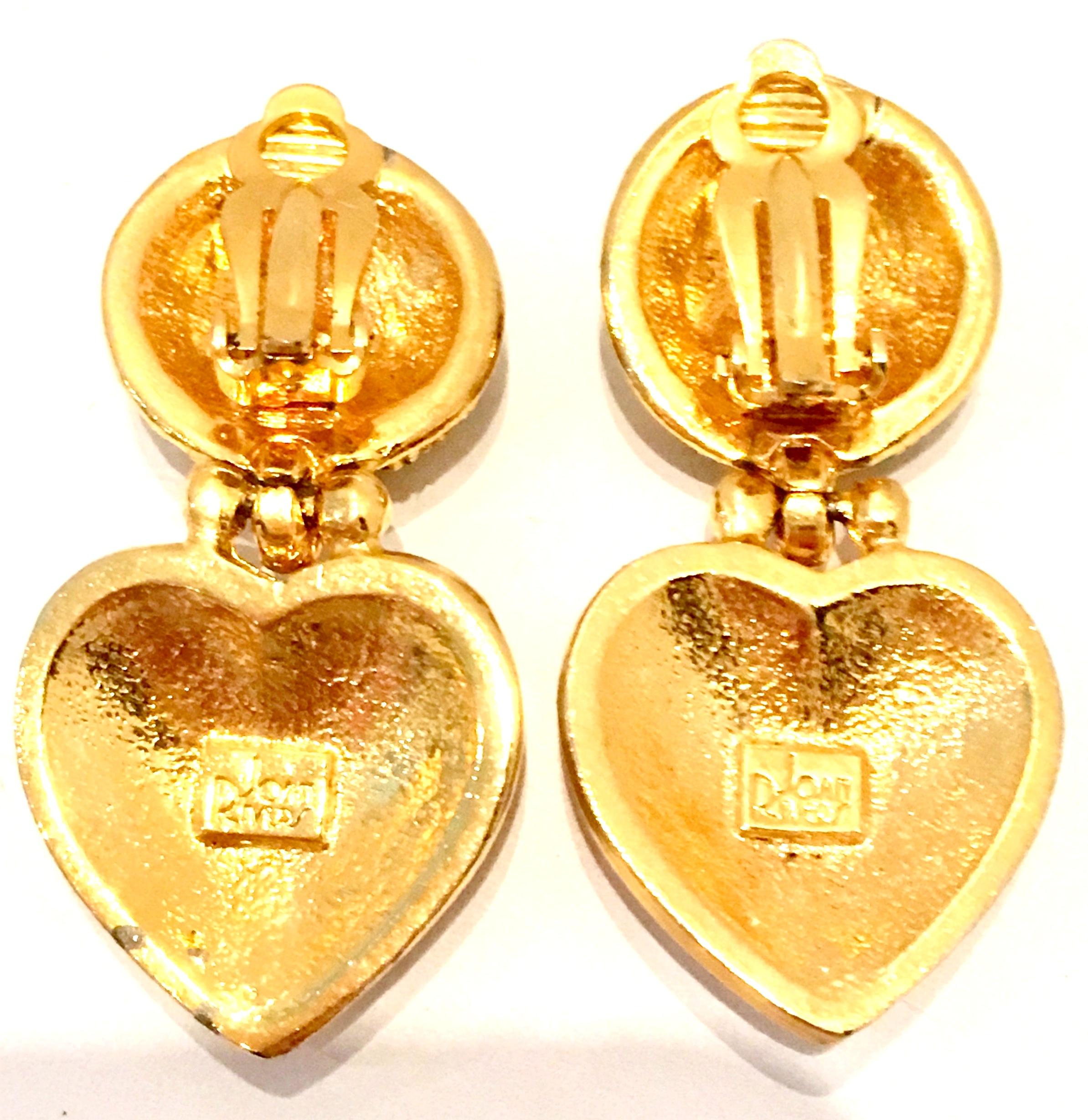 21st Century Gold Swarovski Crystal Heart Earrings By, Joan Rivers For Sale 4