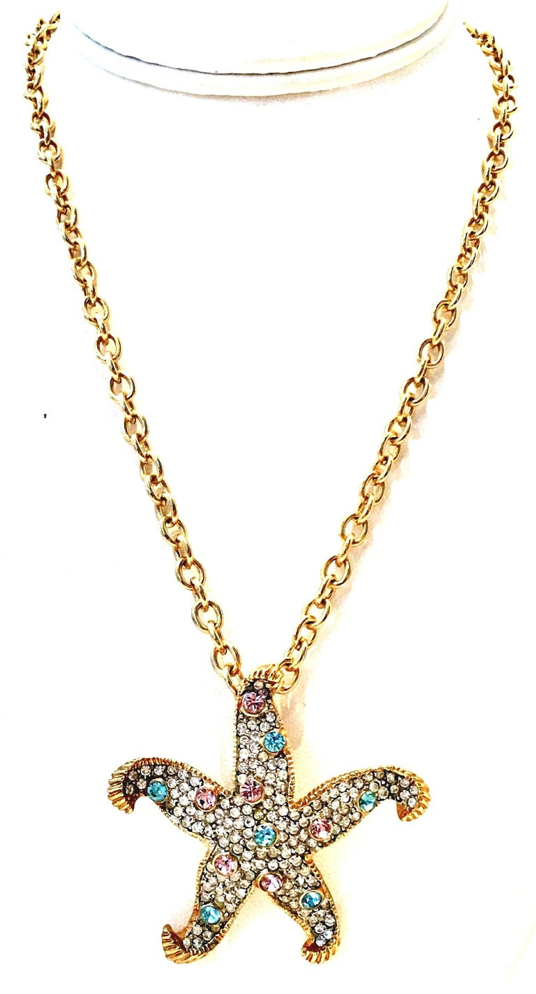 21st Century Gold And Swarovski Crystal Starfish Pendant Necklace By 21st Century Gold Plate Swarovski Crystal Starfish Pendant Necklace By Kenneth Lane This