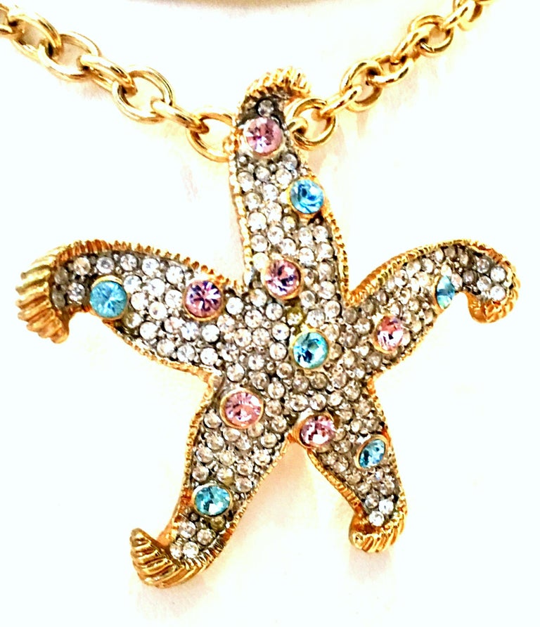 21st Century Gold and Swarovski Crystal Starfish Pendant Necklace By, K. Lane For Sale at 1stdibs
