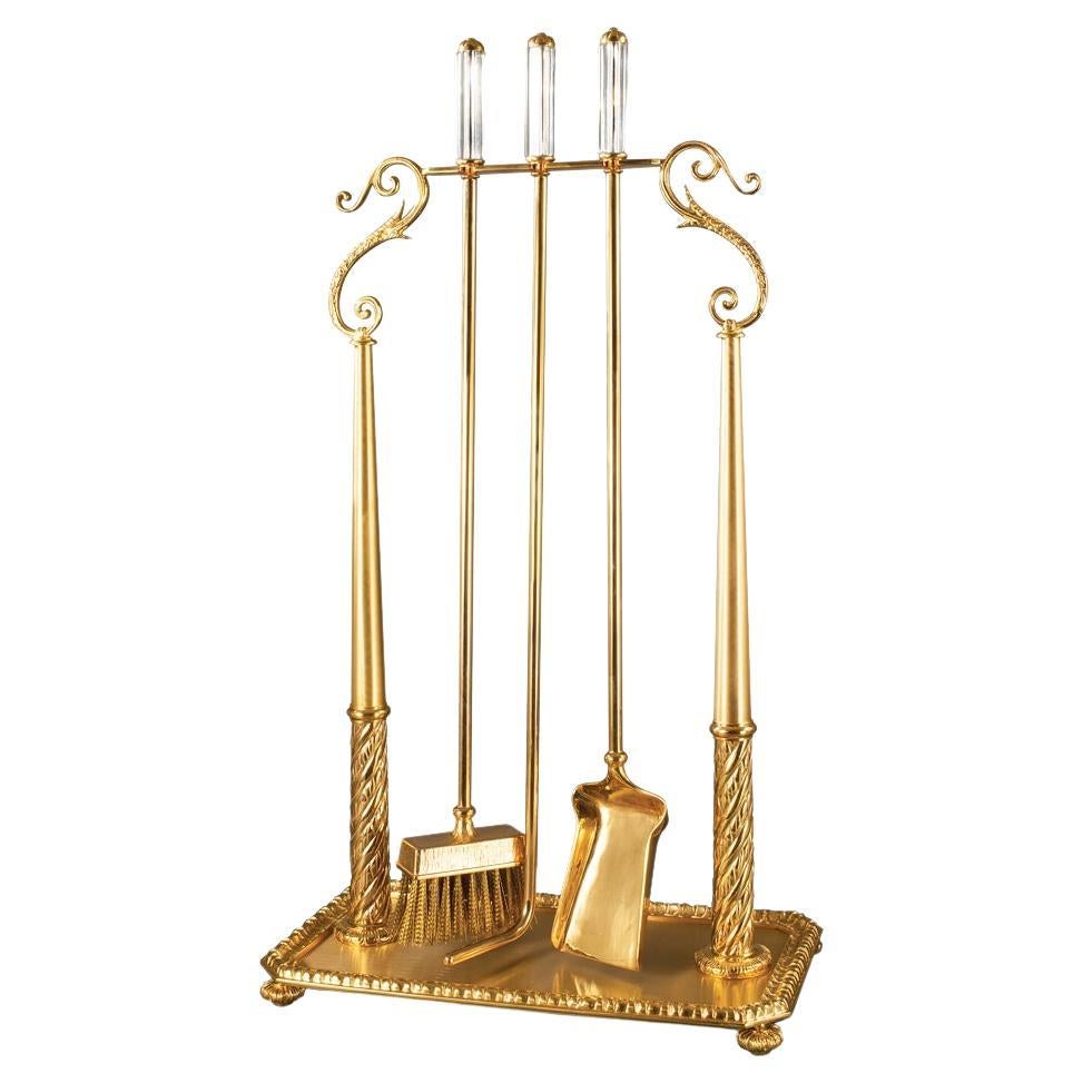 21st Century, Golden Bronze Fireplace Tools For Sale
