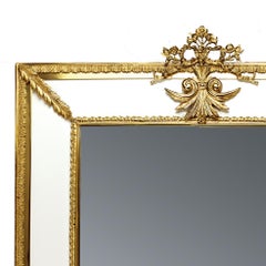 Louis XVI Wall Mirror, Golden Bronze Frame, Handcrafted in Italy