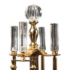 21st Century Golden Bronzeand Crystal Fireplace Tools