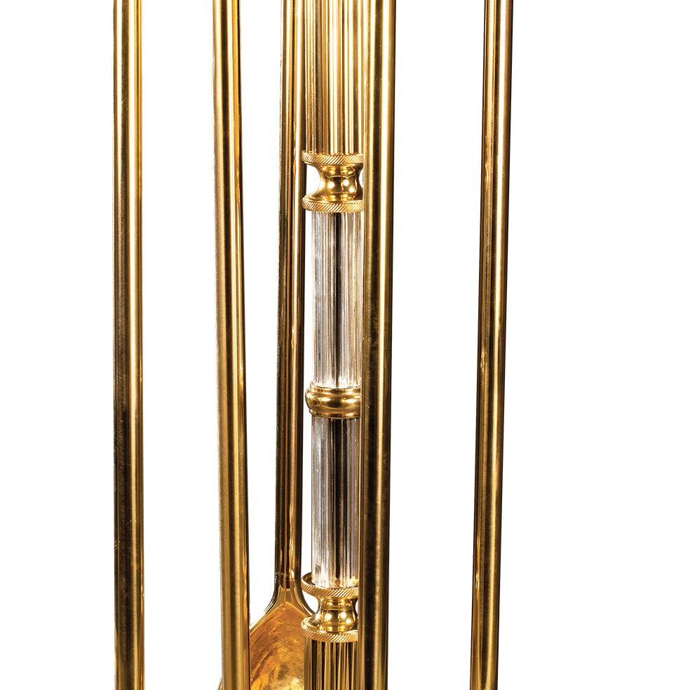 Italian 21st Century Golden Bronzeand Crystal Fireplace Tools For Sale