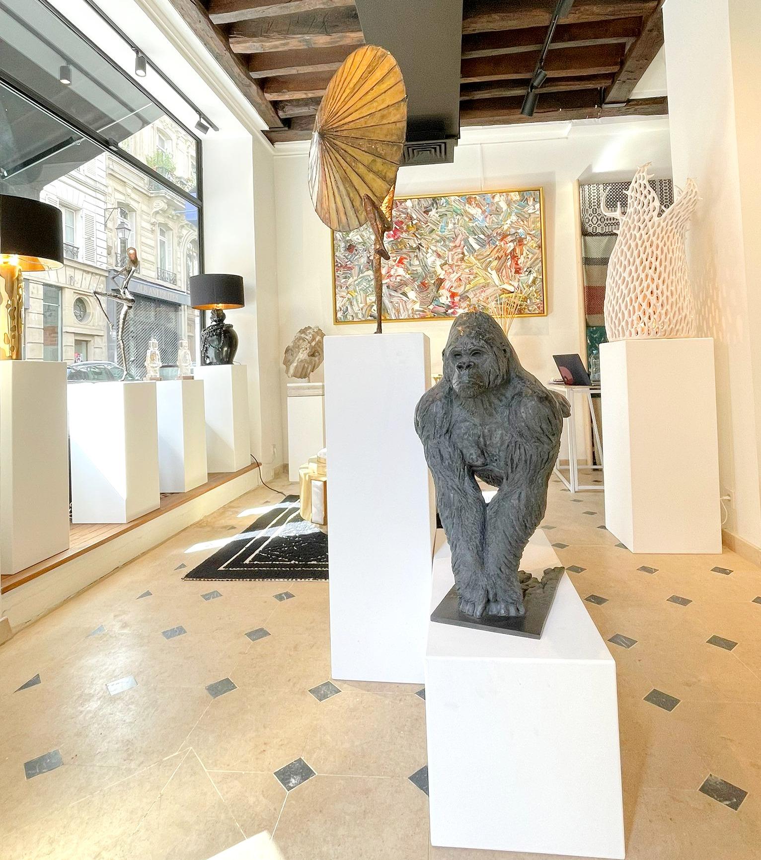 Hand-Crafted 21st Century Gorilla Bronze Sculpture CONGO by Pierre-Jean Chabert For Sale