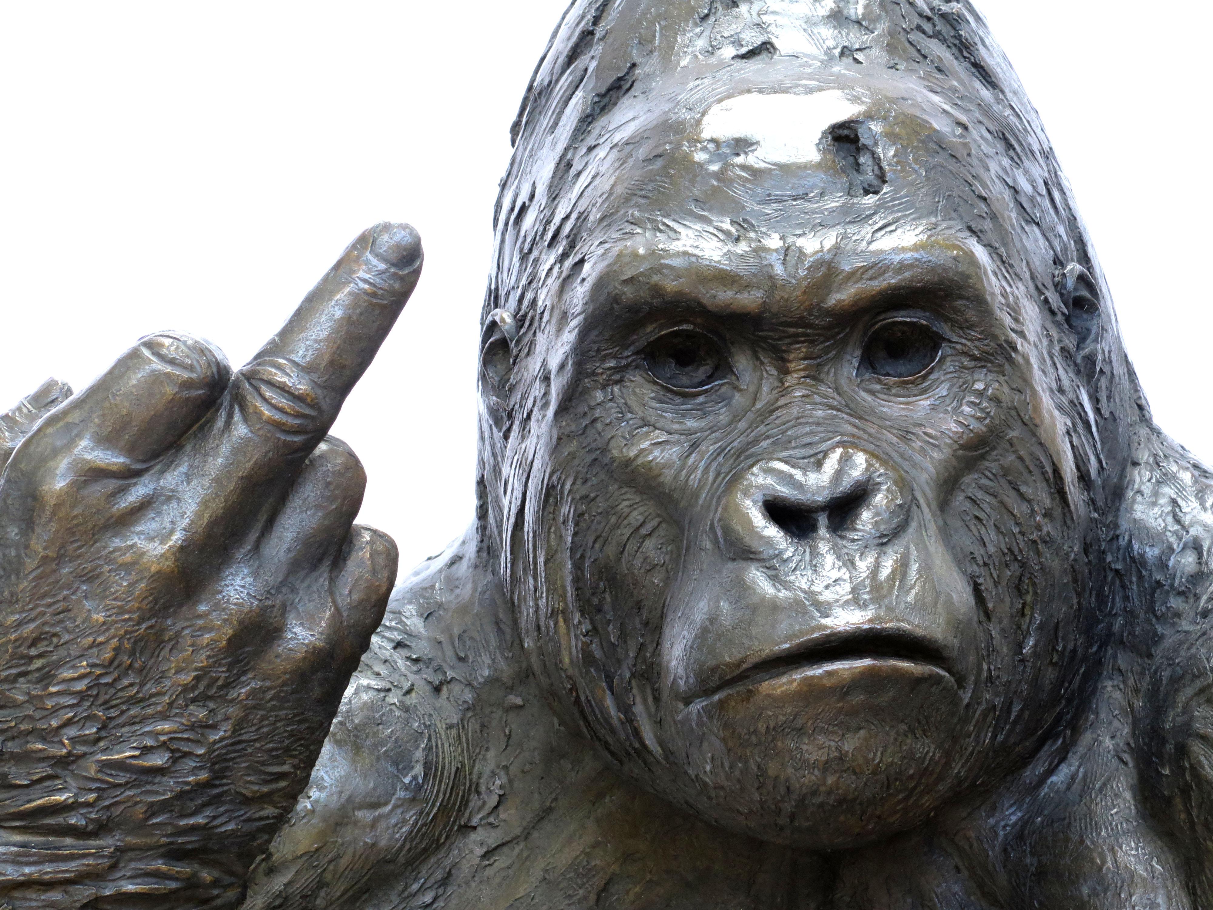 Modern 21st Century Gorilla Bronze Sculpture HUMANITY by Pierre-Jean Chabert