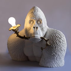 21st Century Gorilla Lamp Light by Marcantonio, White Painted Fiberglass Resin