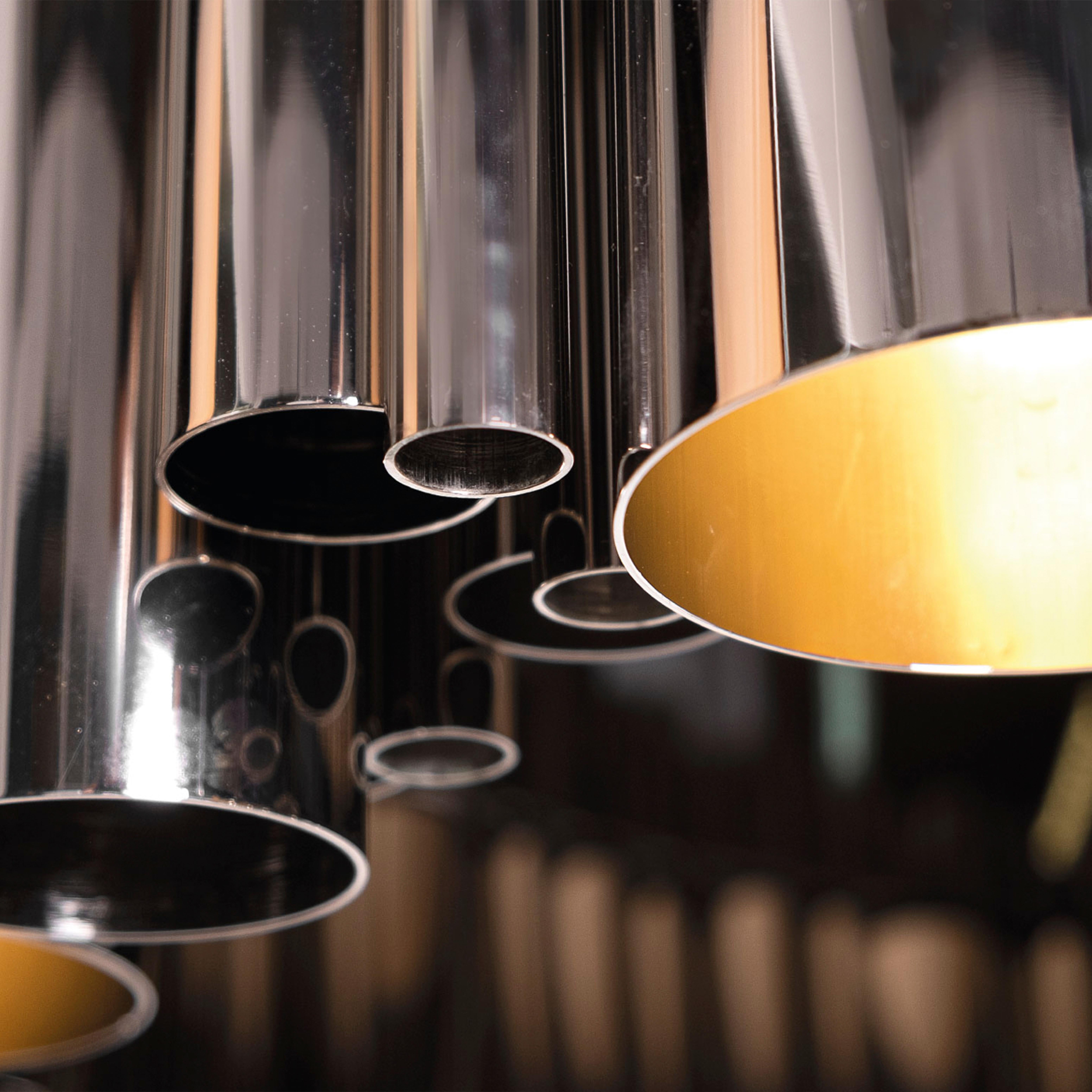21st Century Granville Round Suspension Lamp Gold-Plated Nickel-Plated Brass For Sale 7