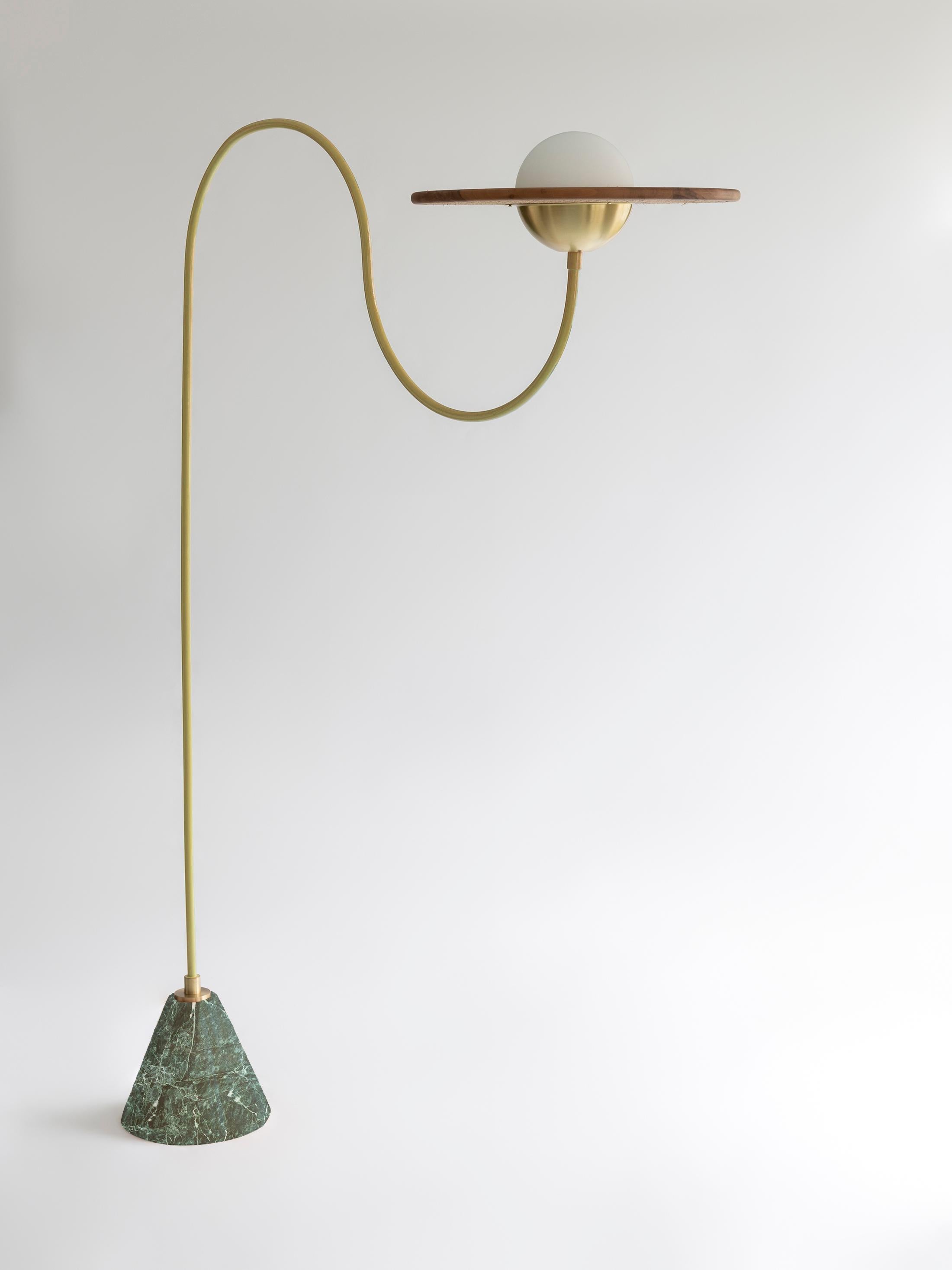 Turkish 21st Century Gray Floor Lamp with Cane, Salome Marble and Brass For Sale