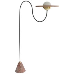 21st Century Gray Floor Lamp with Cane, Salome Marble and Brass
