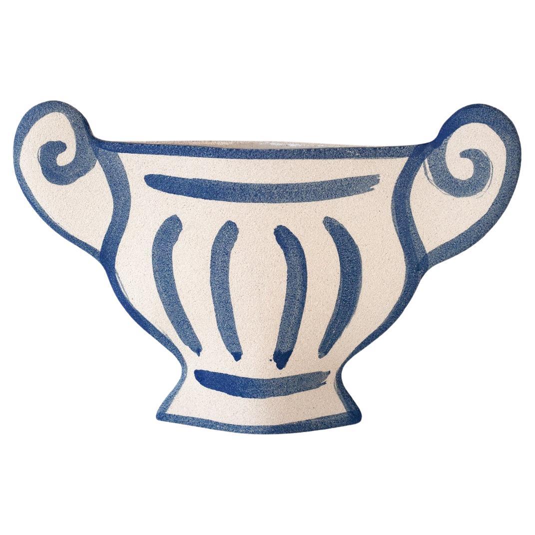 Coupe grecque du 21e siècle, en céramique blanche, fabriquée à la main en France en vente