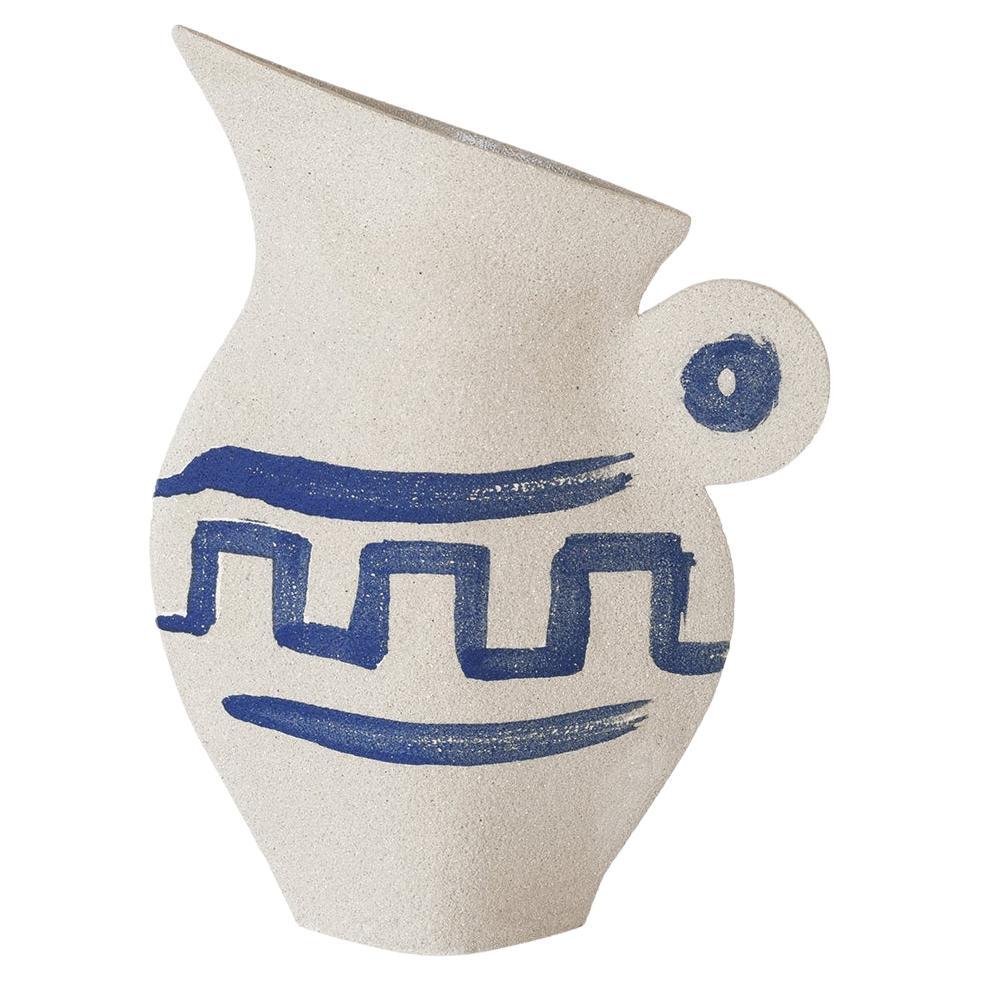 Griechischer Krug" des 21. Jahrhunderts, aus weißer Keramik, handgefertigt in Frankreich