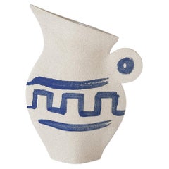 21st Century ‘Greek Pitcher’, in White Ceramic, Hand-Crafted in France