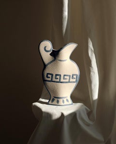 21st Century ‘Greek Pitcher N°2’, in White Ceramic, Hand-Crafted in France