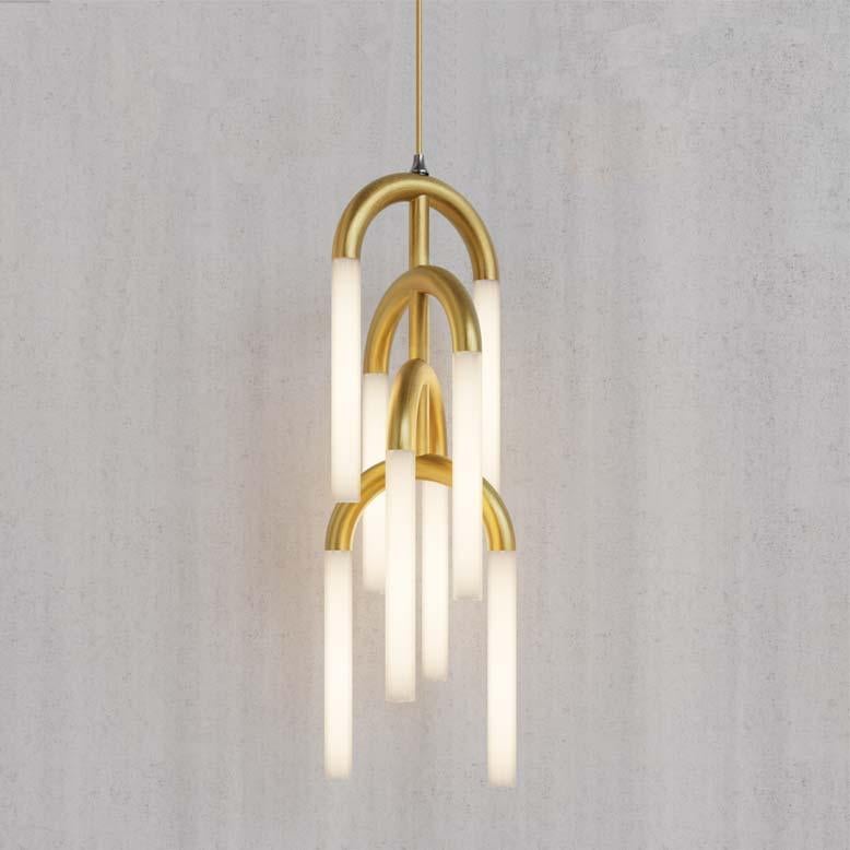 Modern 21st-Century, green and golden brass wall light For Sale