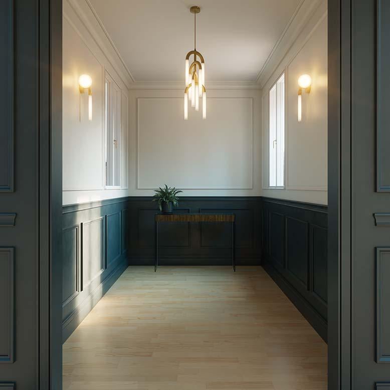 Italian 21st-Century, green and golden brass wall light For Sale
