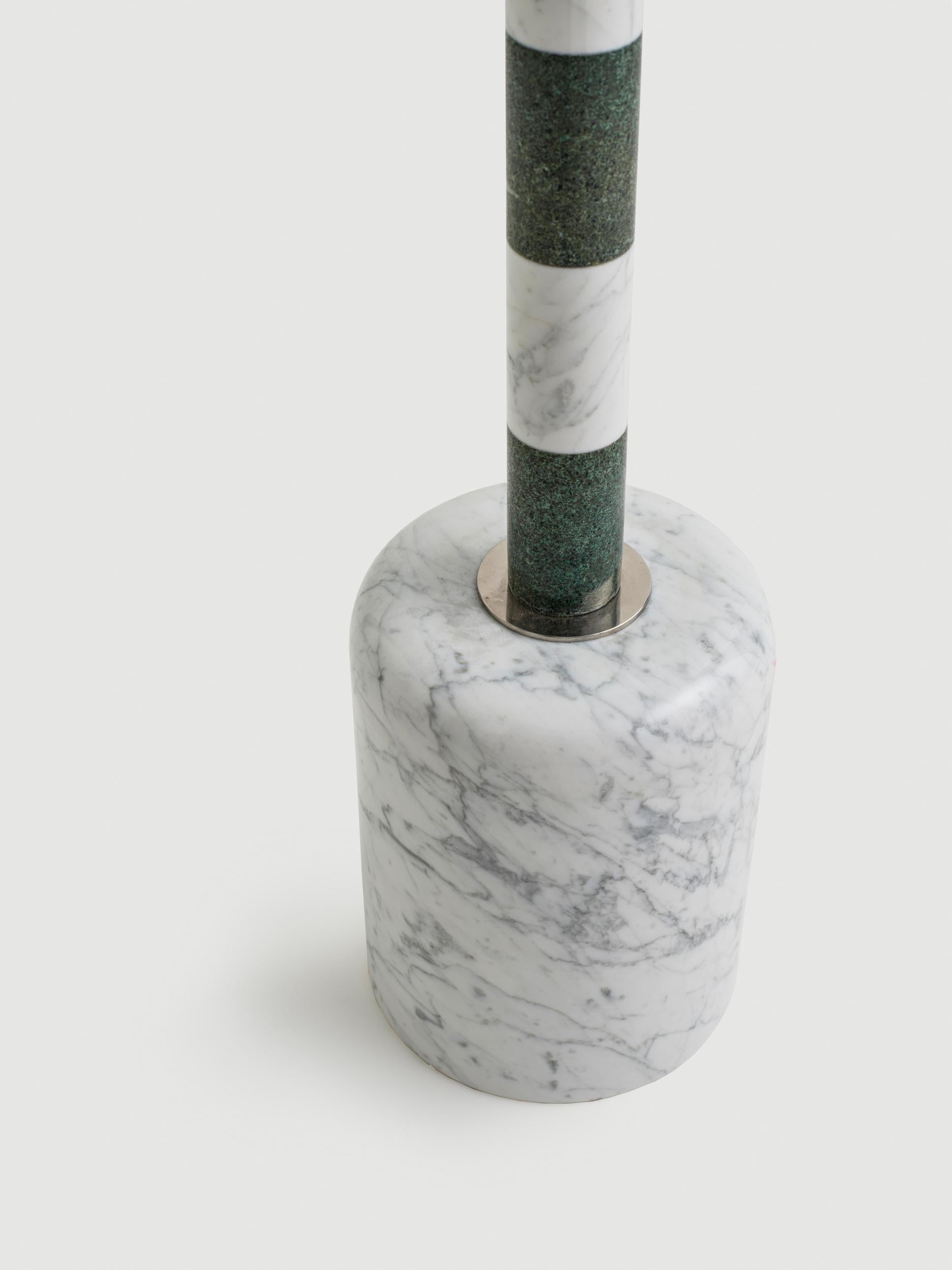 Contemporary 21st Century Green and White Marble SARE Floor Lamp with Milk Glass For Sale