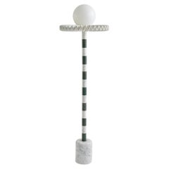 21st Century Green and White Marble SARE Floor Lamp with Milk Glass
