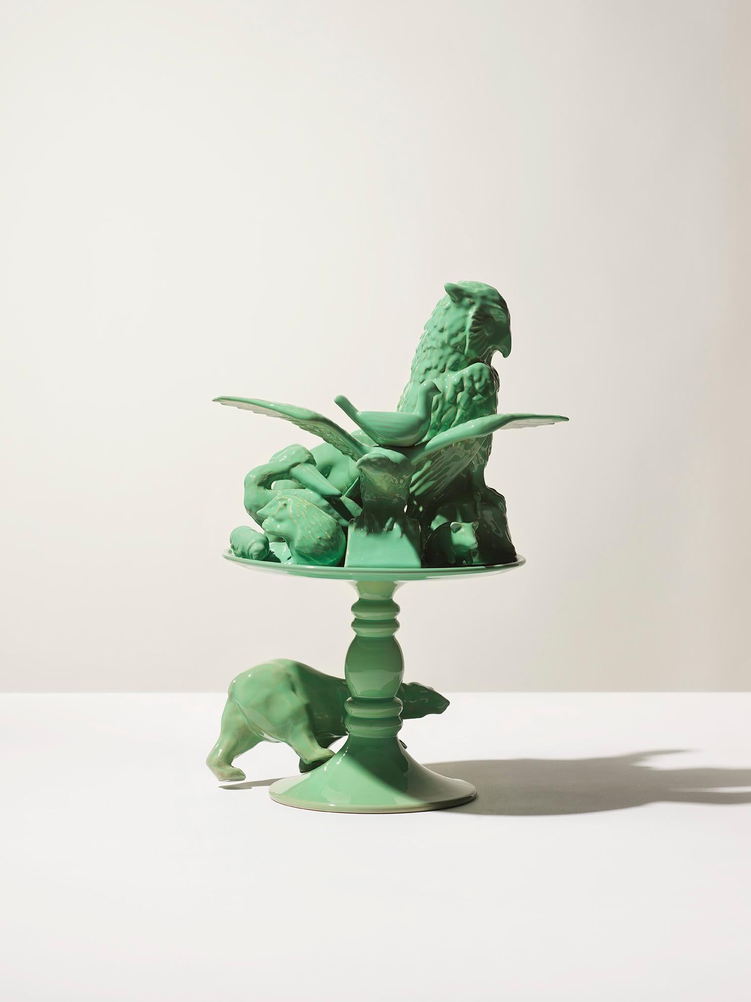 Modern 21st Century Italy.  Green Bear Sculpture Ceramica Gatti, designer A. Anastasio For Sale
