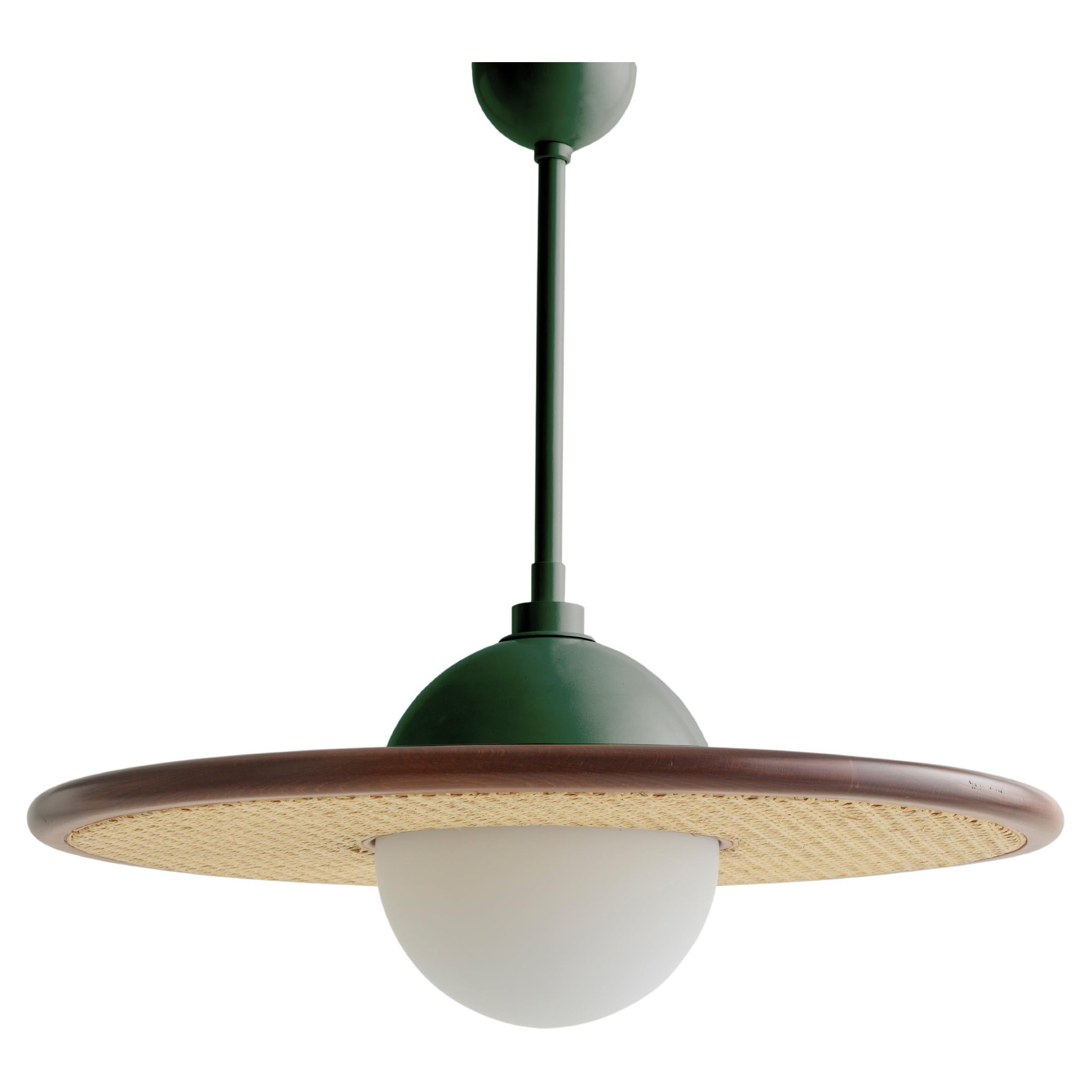 Lampe à suspension en verre Cassini de couleur verte du 21e siècle avec canne